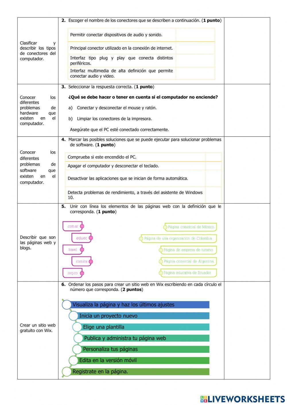 Examen del Primer Quimestre de Computación de Décimo Grado