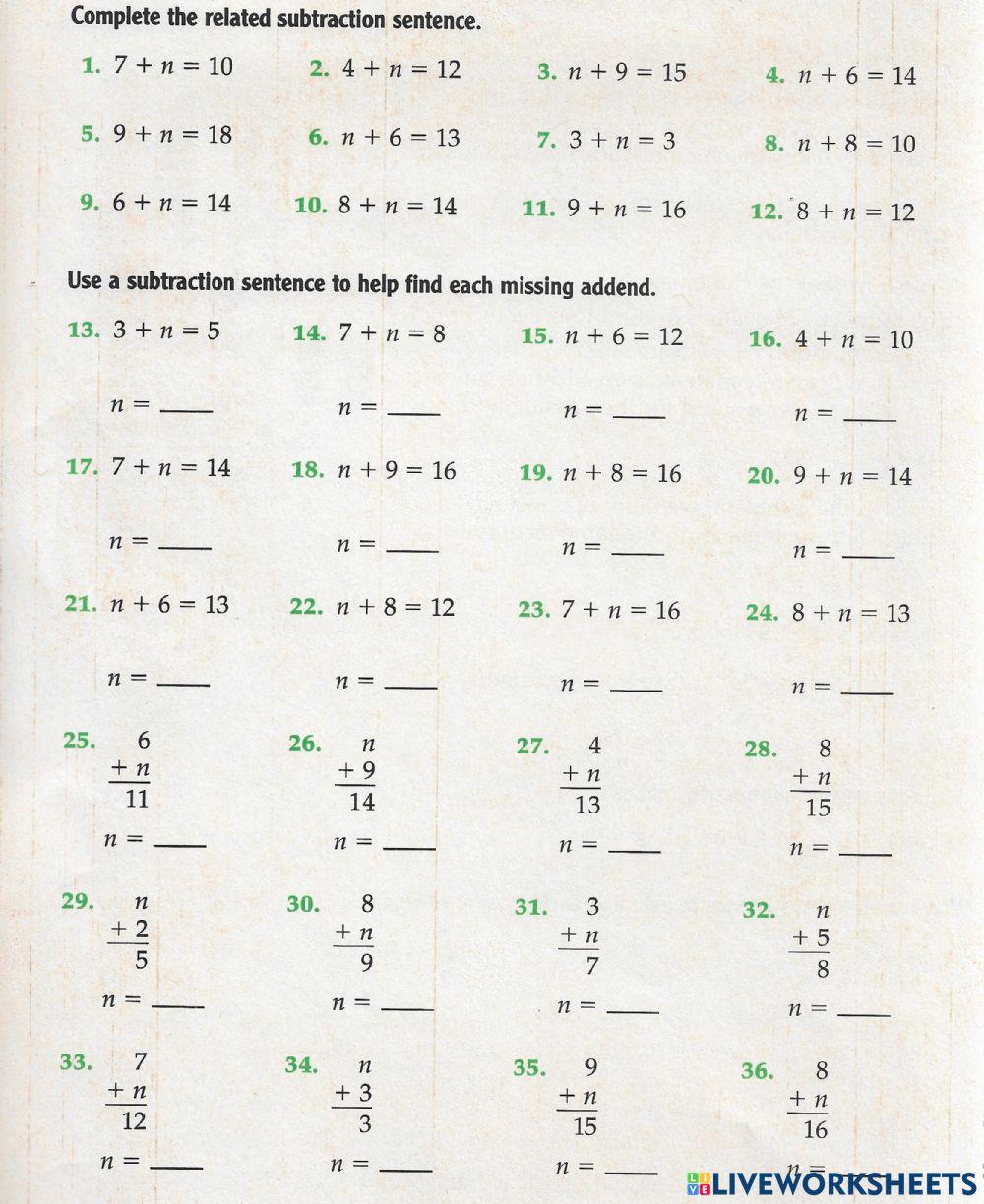 Finding Missing Addends 2