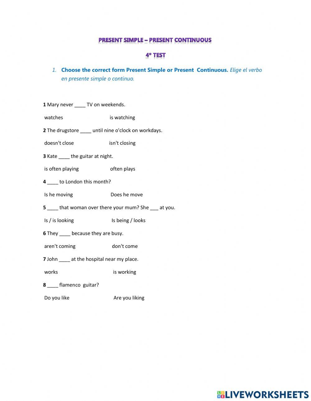 PRESENT SIMPLE vs PRESENT CONTINUOUS