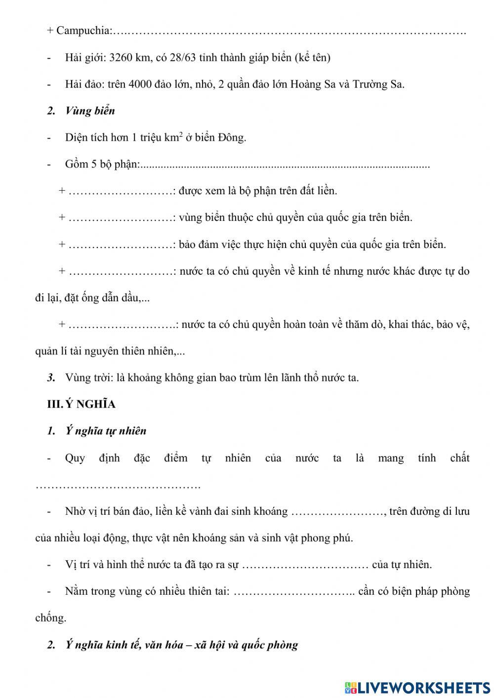 Bài 2: vị trí địa lí và phậm vi lãnh thổ VN - ĐL12