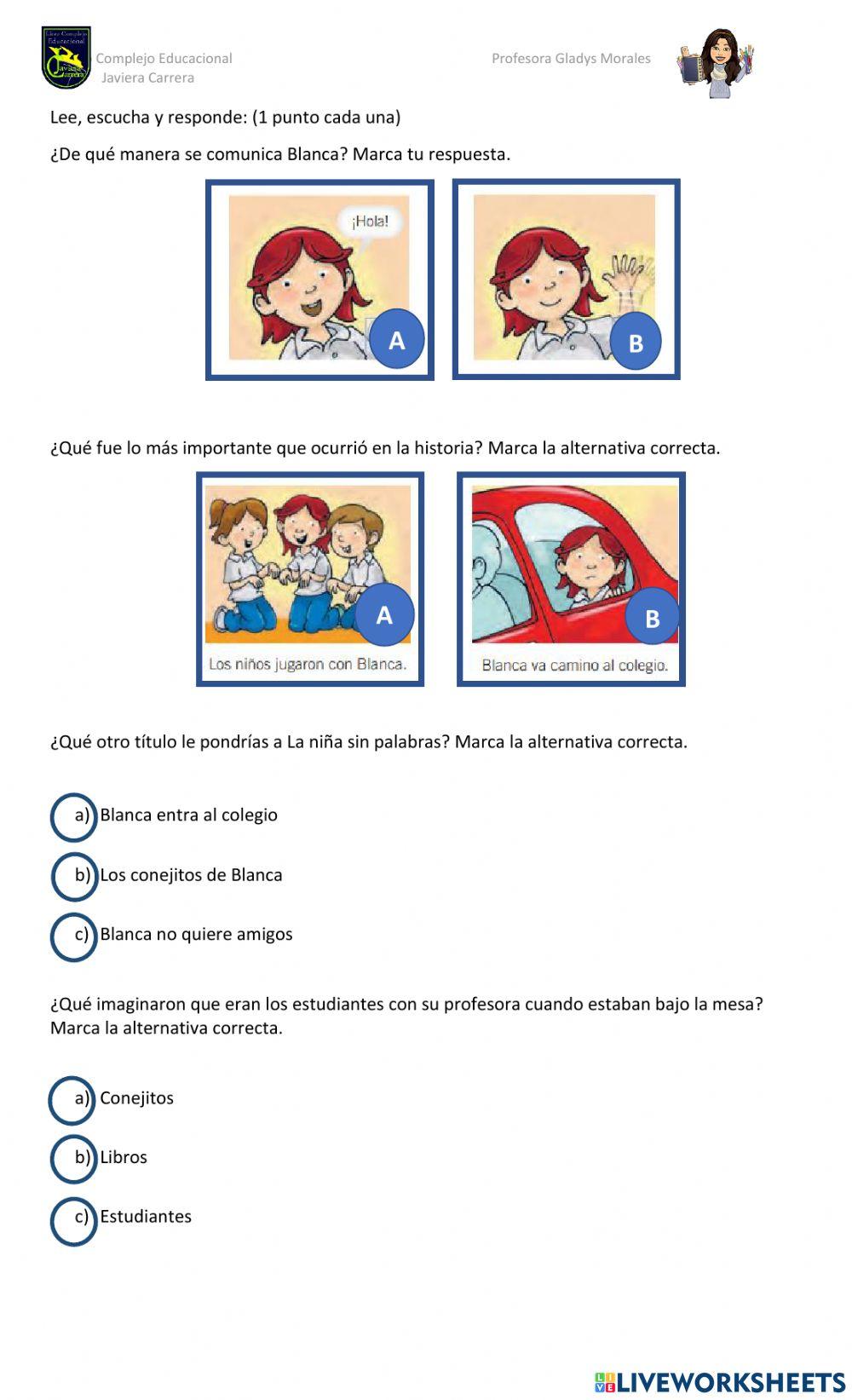 Evaluación comprensión lectora