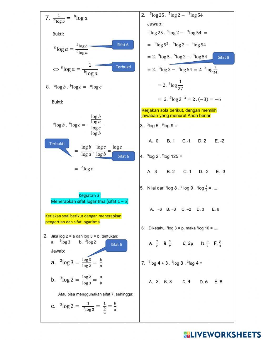 LKS SMK kls X - Sifat Logaritma