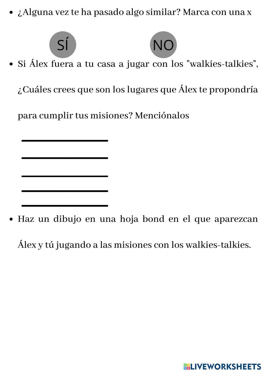 Ficha de comprensión lectora -Álex en una misión secreta-