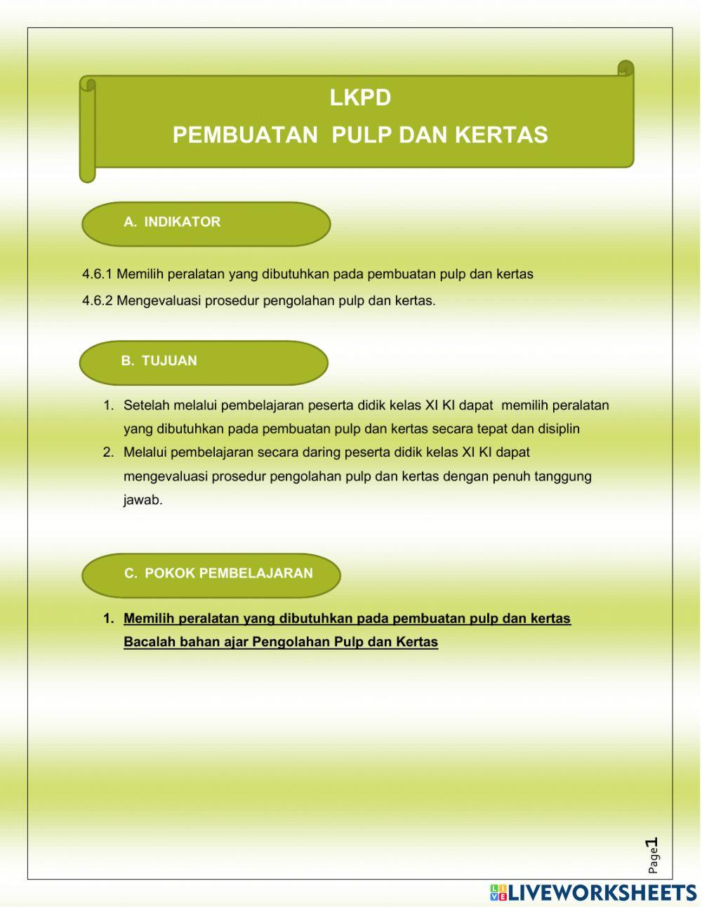 LKPD PEMBUATAN PULP DAN KERTAS