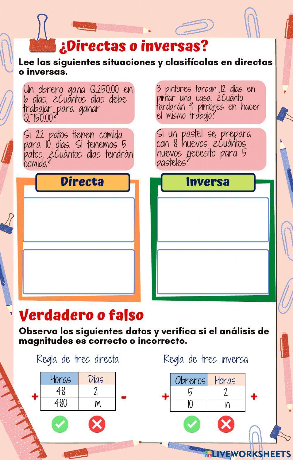 Magnitudes directas e inversas Magnitudes directas e inversas