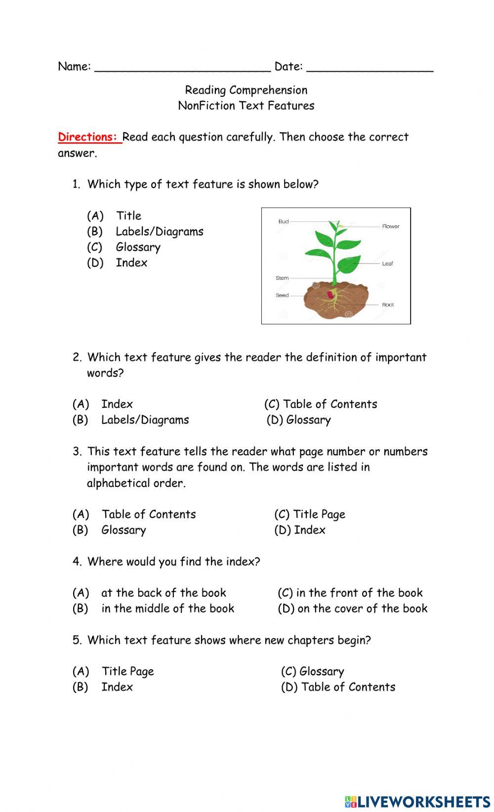Text Features Part 2 online exercise for | Live Worksheets
