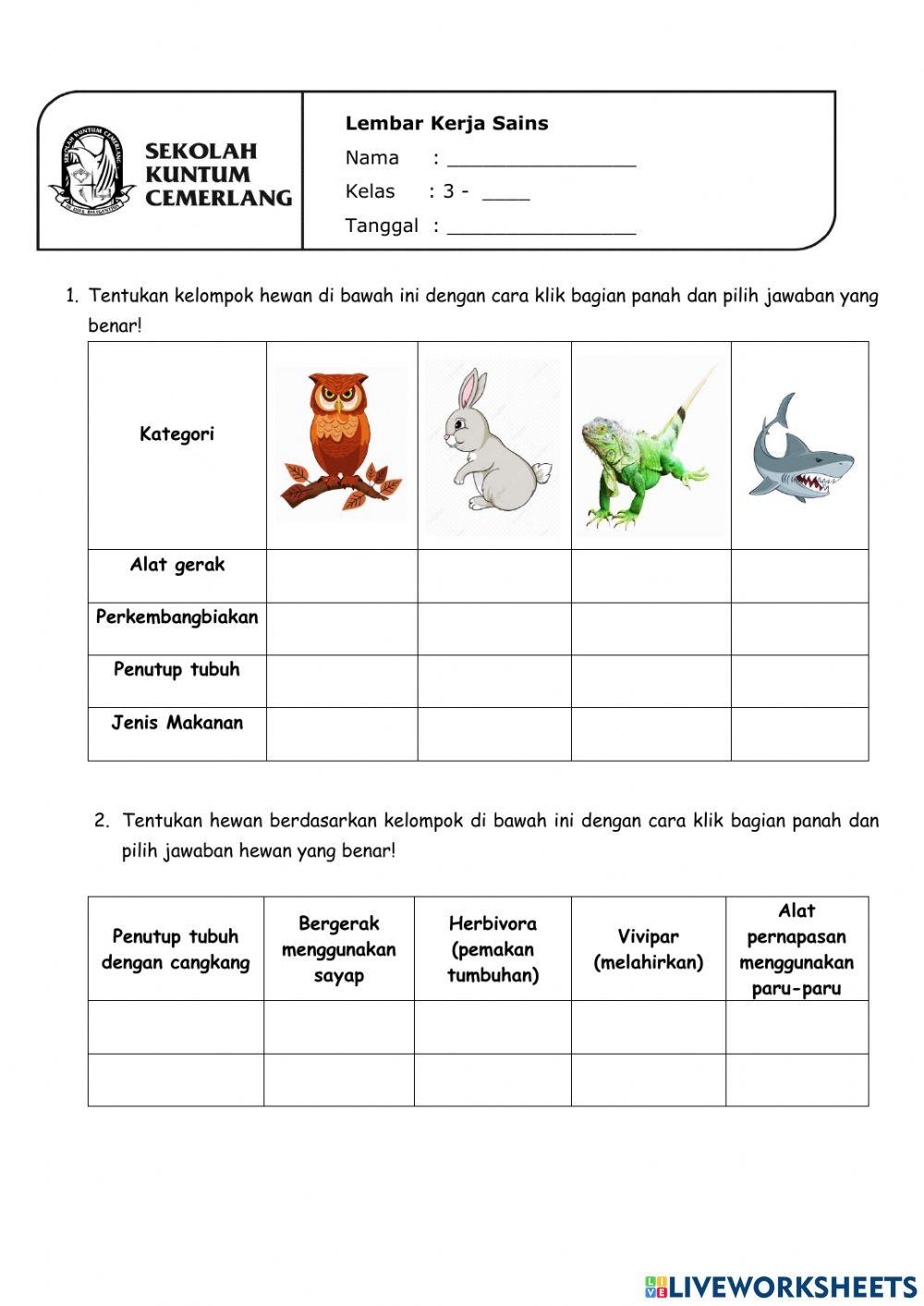 LK Pengelompokkan Hewan