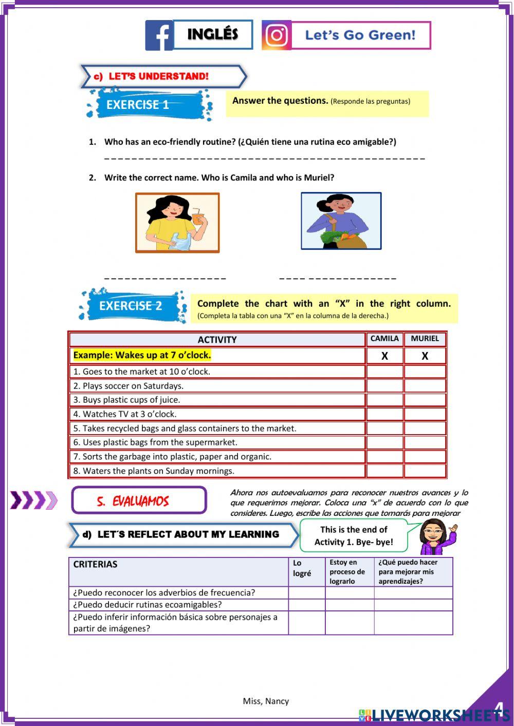Let´s go Green - Activity 1: Eco Friendly Routine