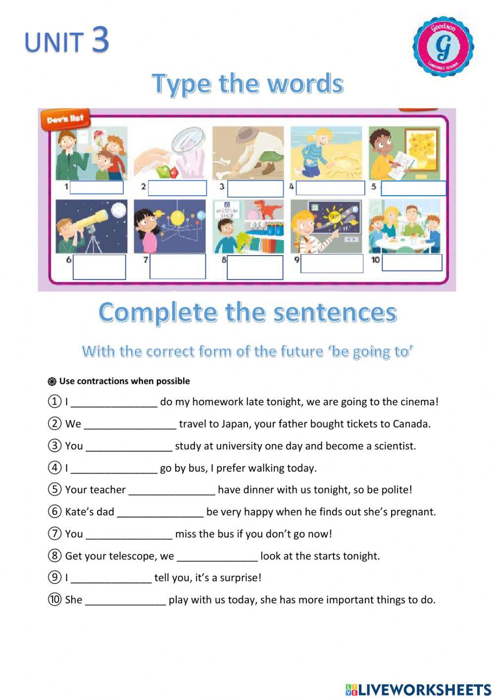 Museum vocabulary and future -be going to-