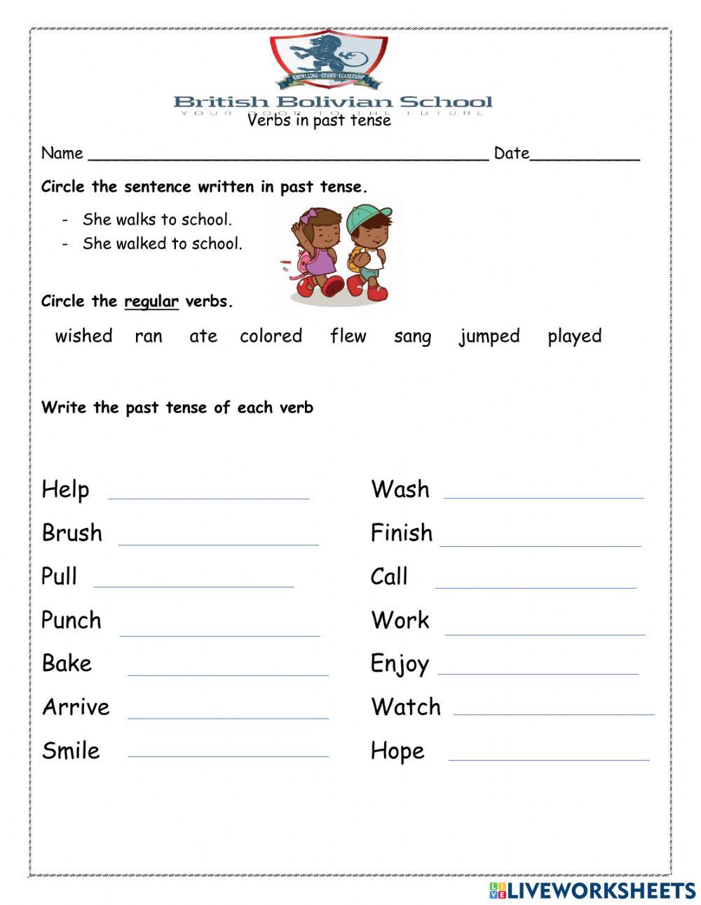 Regular verbs in past tense