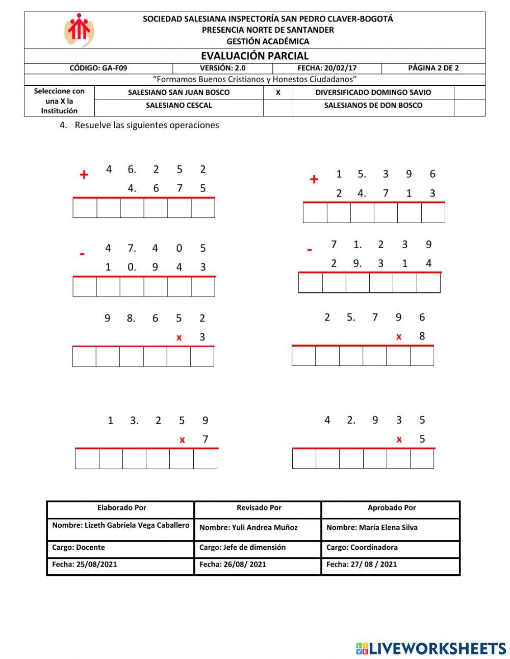 Prueba institucional