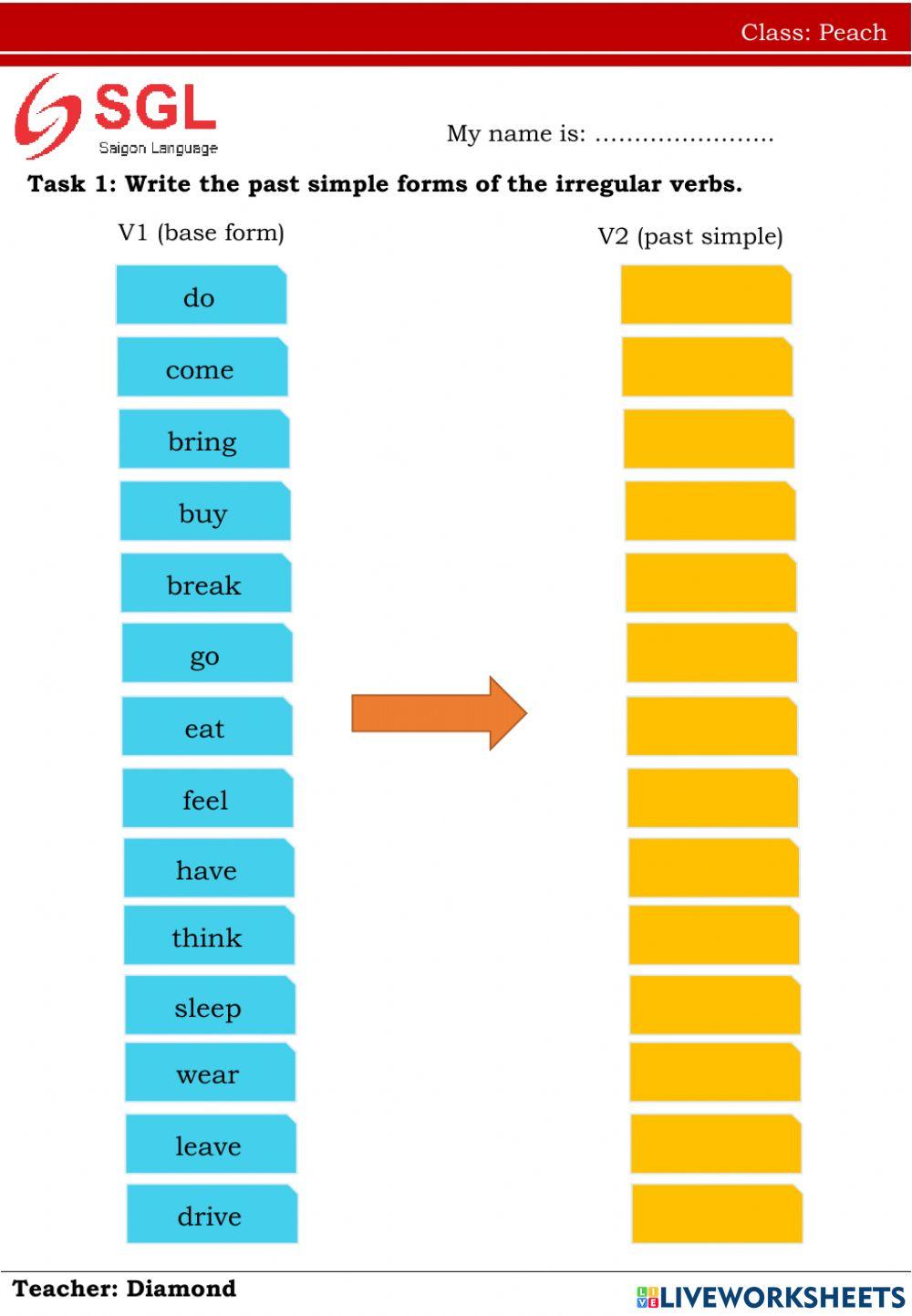 Past simple -Peach 3.9