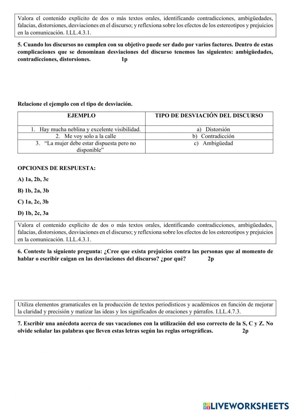 Evaluación diagnóstica 1ro bgu