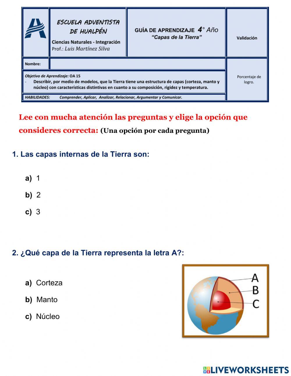 Capas de la Tierra - Integración