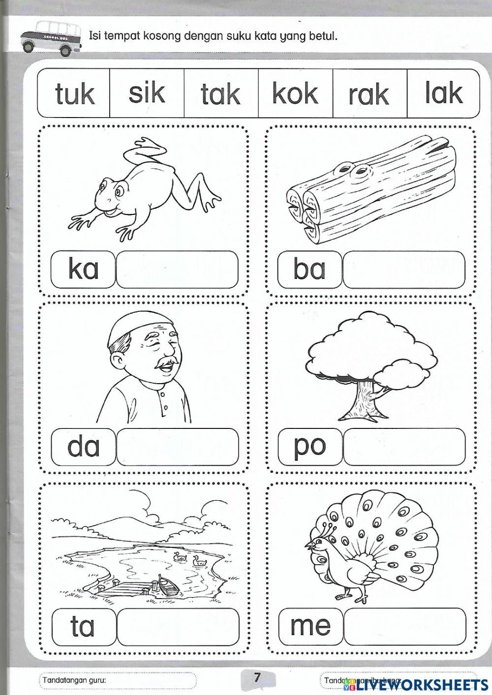 Akhiran k worksheet | Live Worksheets
