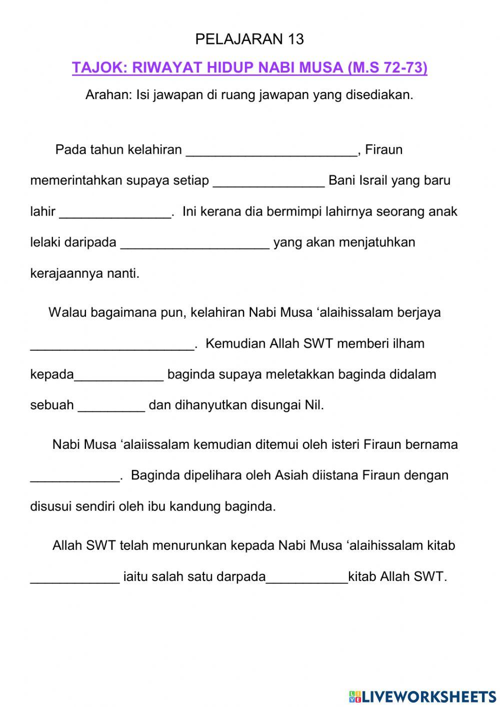 Nabi Musa (latihan rumi)