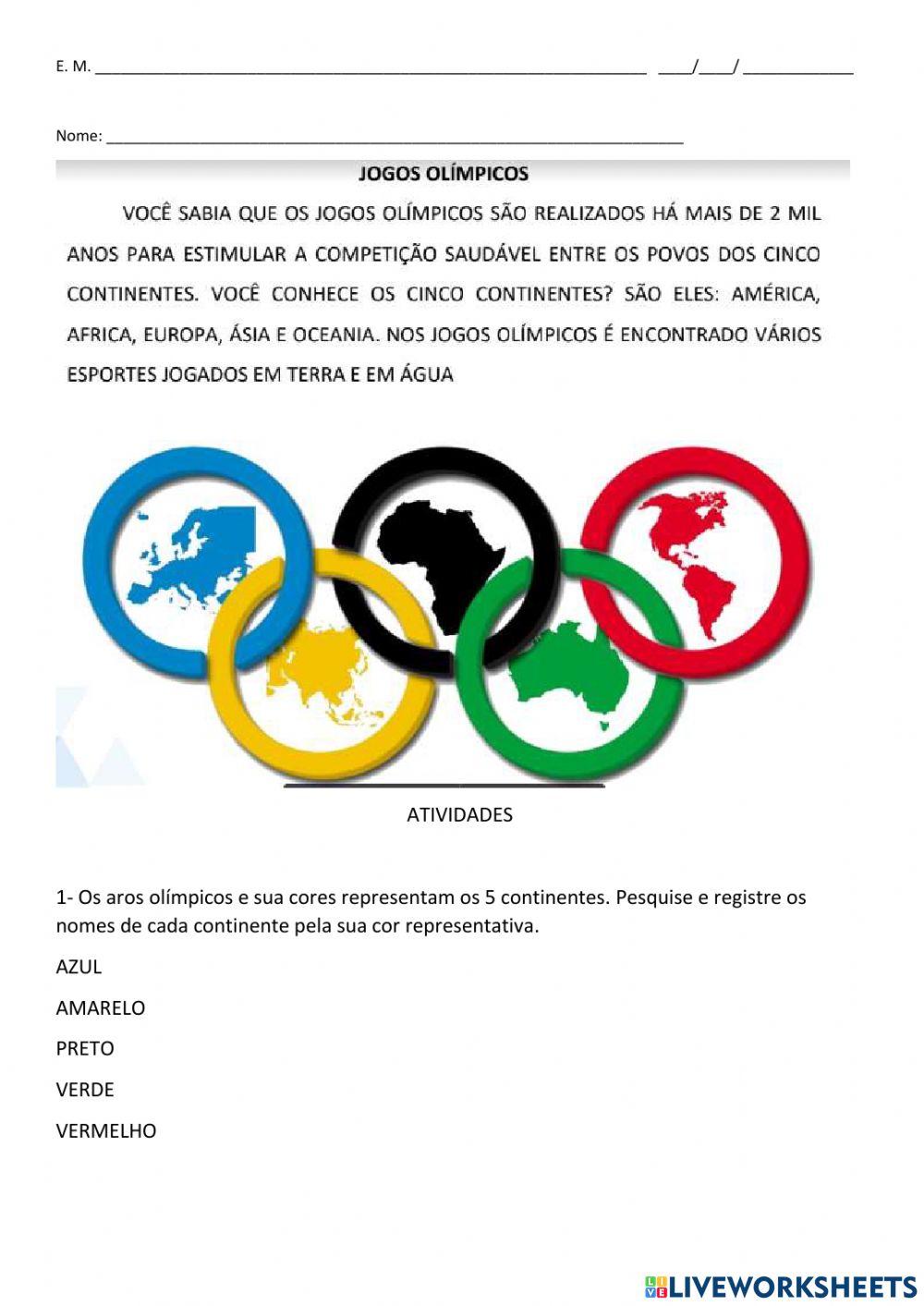 Jogos olimpicos  Live Worksheets