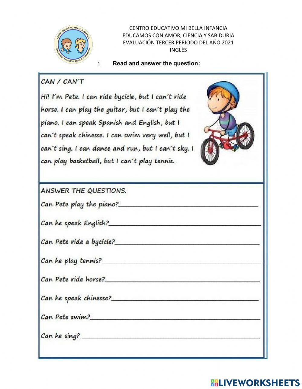 Evaluación de Inglés