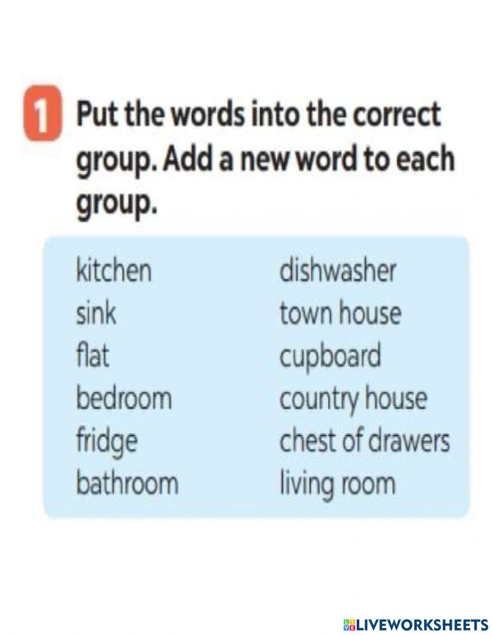 Vocabulary about rooms