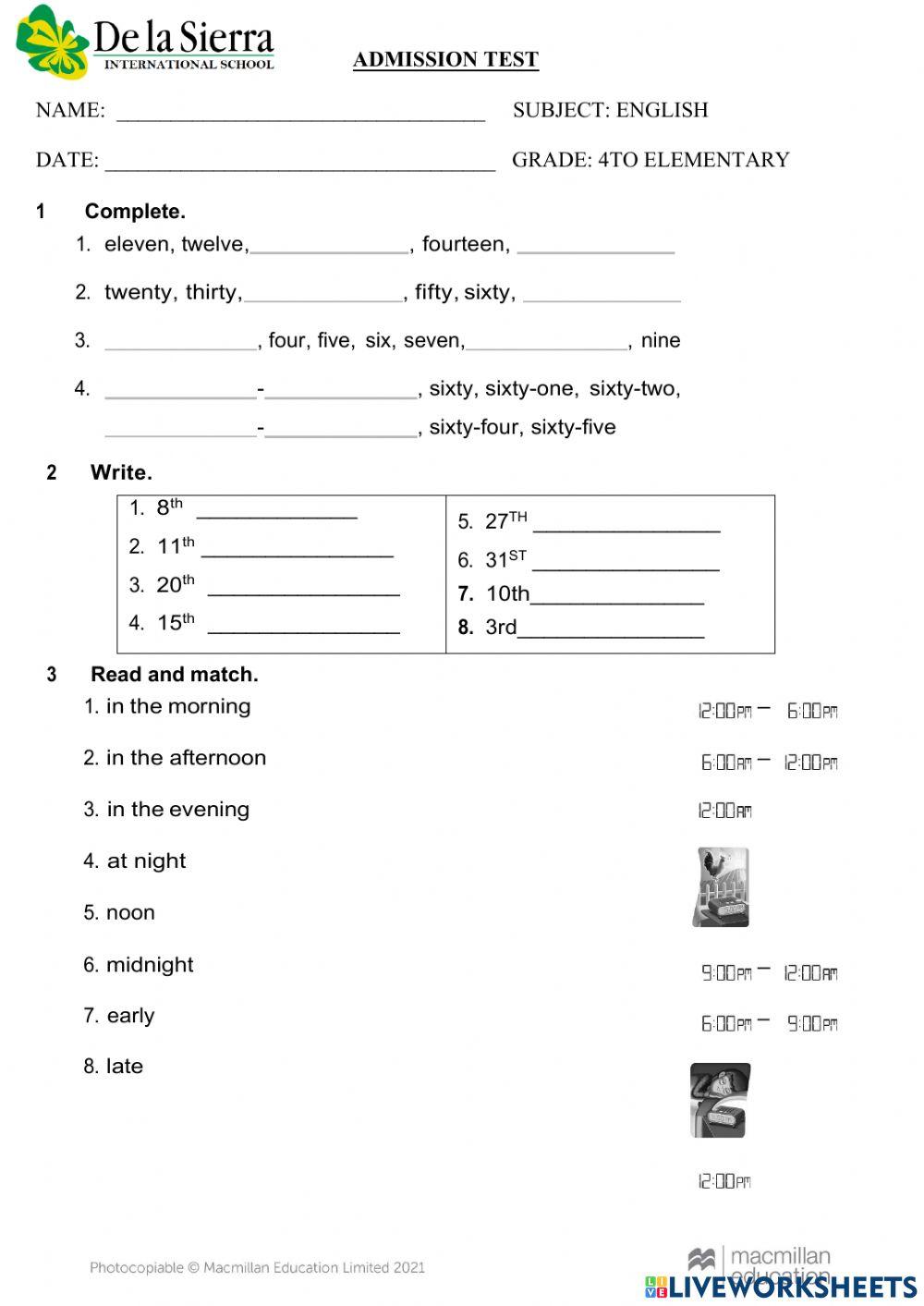 4to PRIM EXAMEN DE ADMISION 2021
