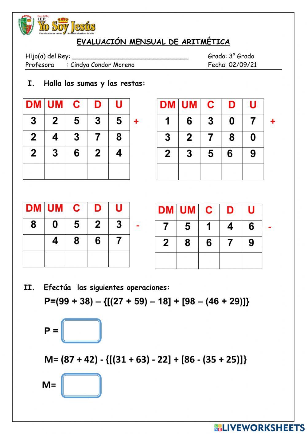 Evaluación de Aritmética