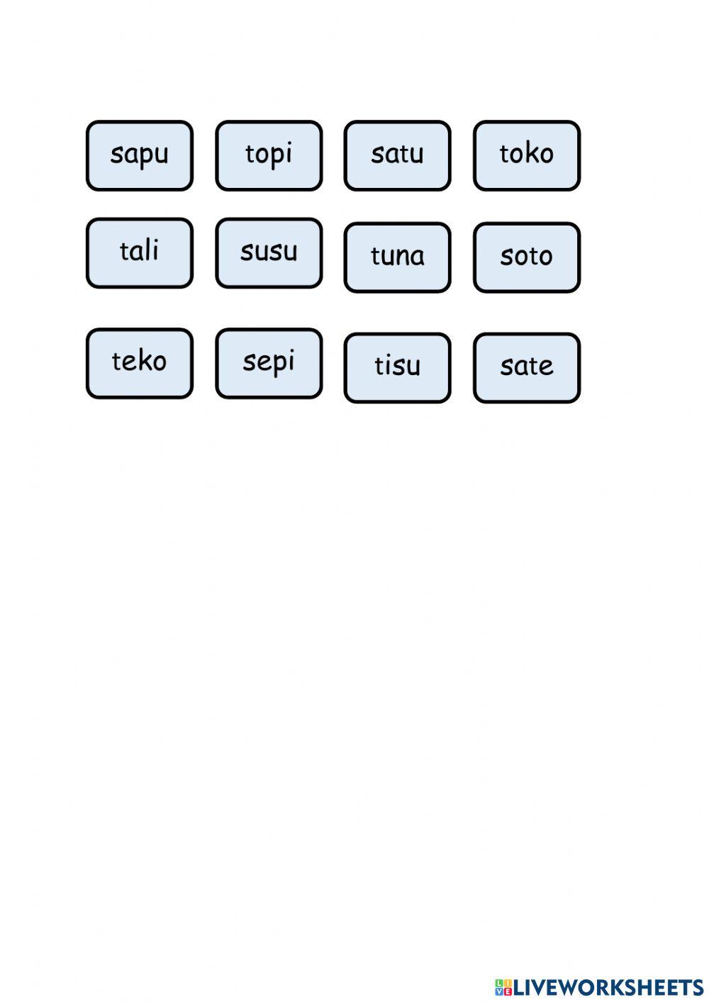 Kata-kata Berawalan Suku Kata : sa, se, si, so, su dan ta, te, ti, to, tu