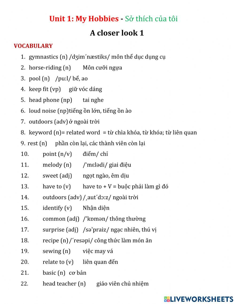 E7-Unit 1 - A closer look 1