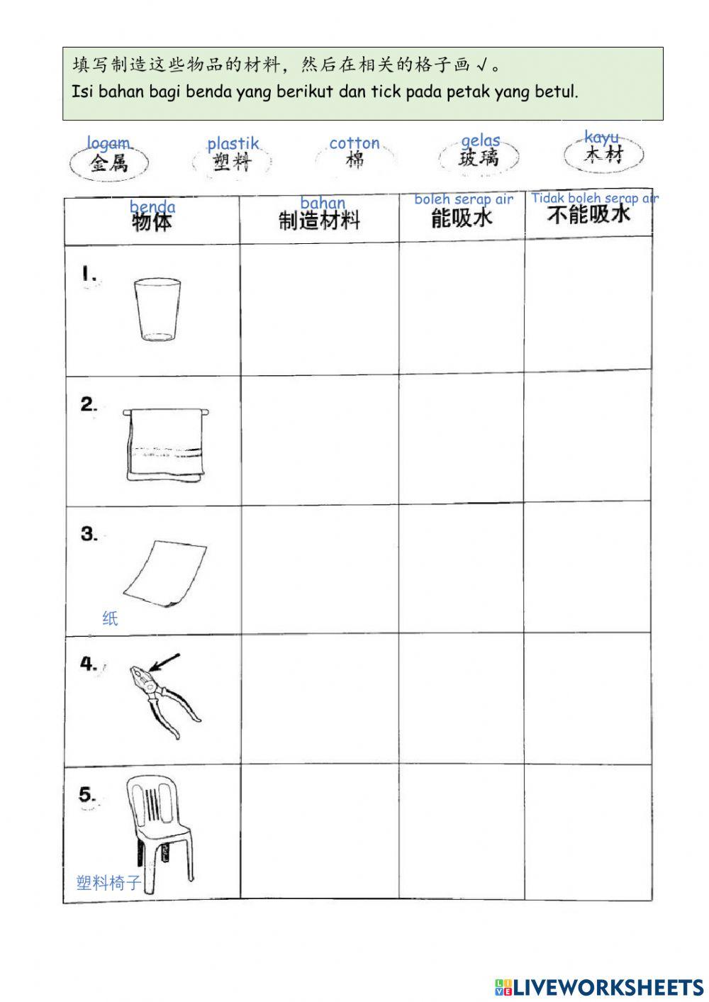 一年级科学：吸水能力总评估