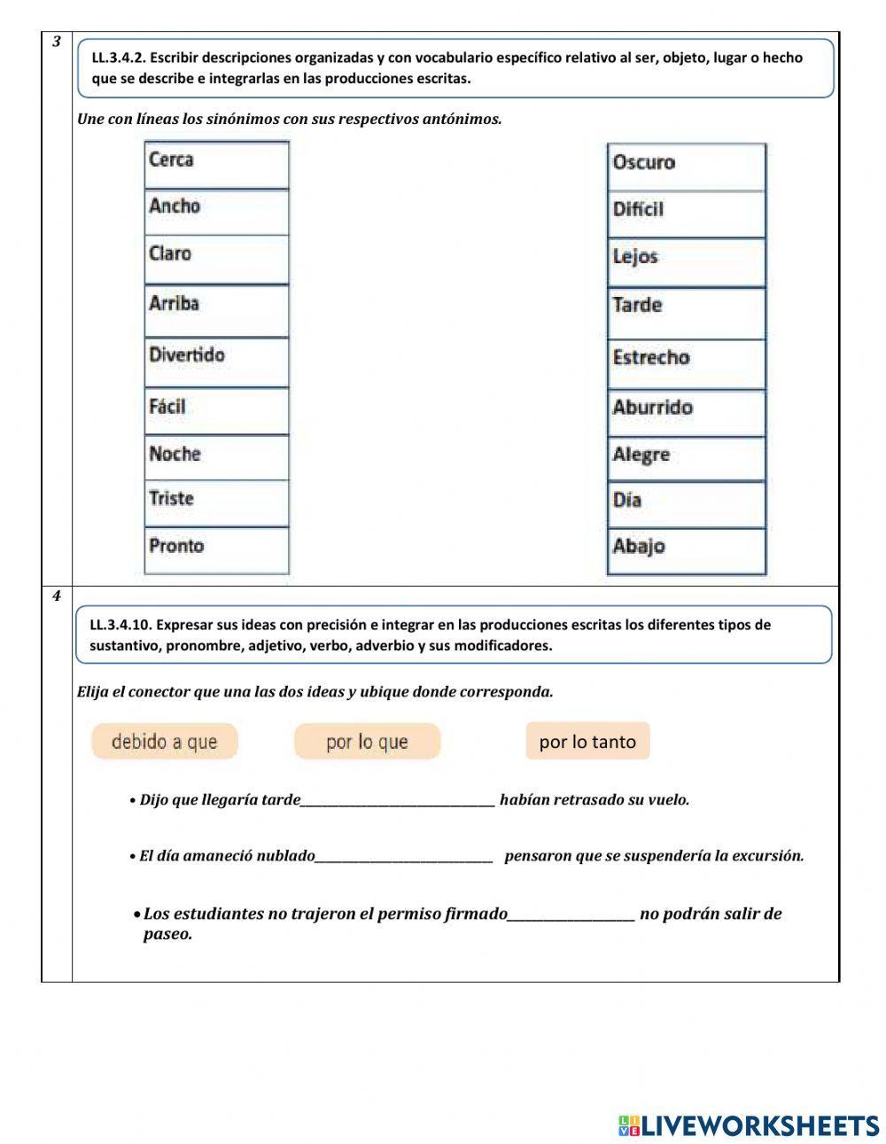 Evaluación Diagnóstica de Lengua y L. 7mo grado worksheet | Live Worksheets