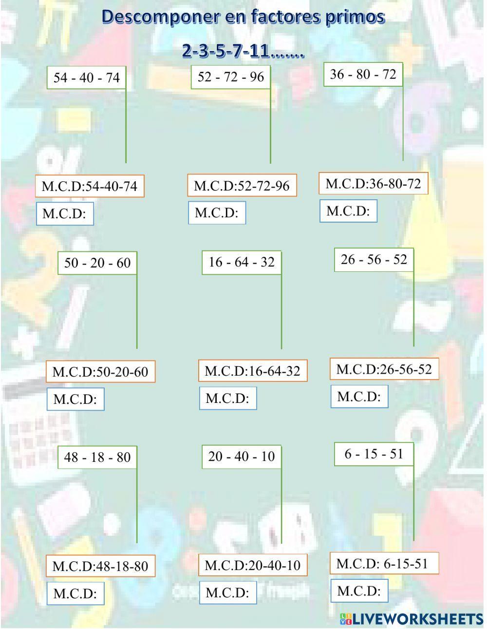 Máximo común divisor O MCD