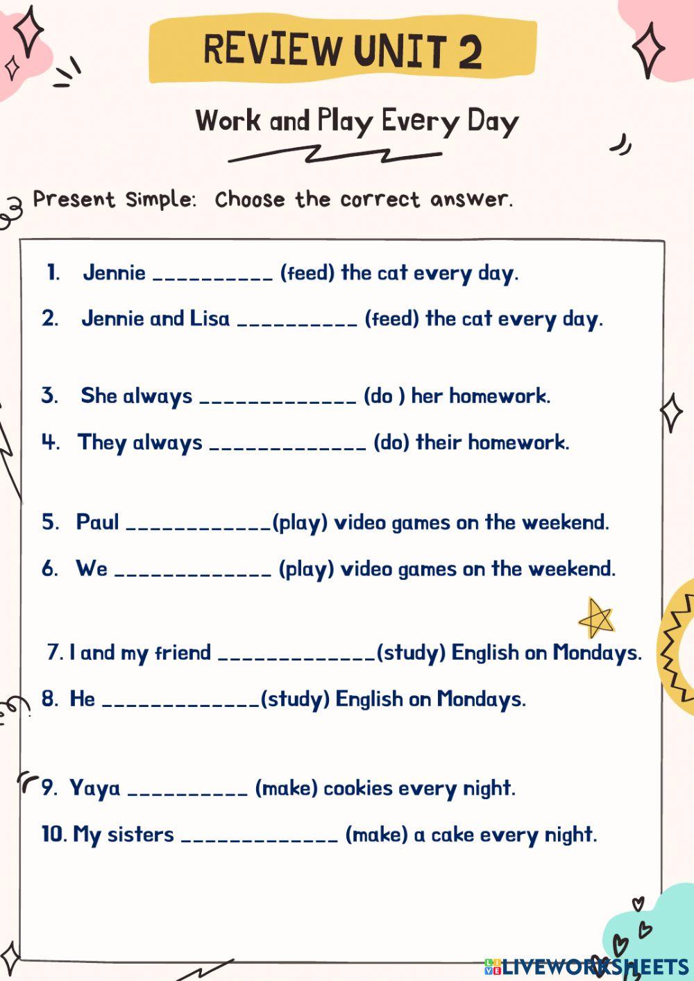 Work and Play Every Day worksheet | Live Worksheets