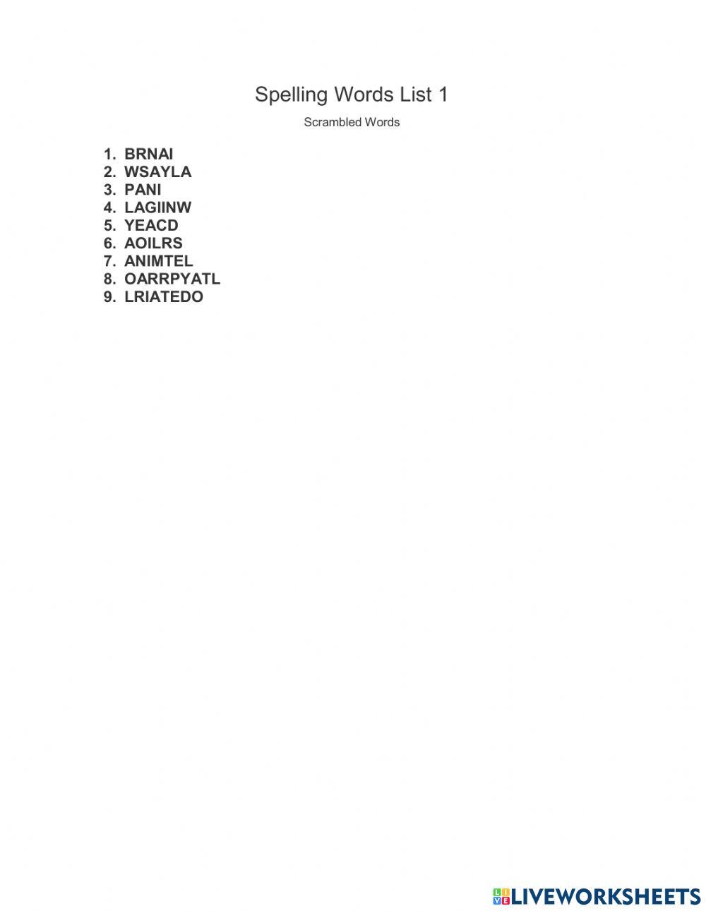 spelling-words-online-activity-for-4-5-live-worksheets