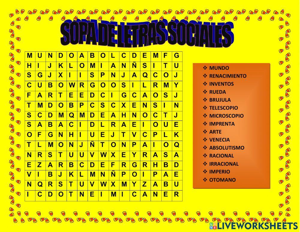 Sopa de Letras de Sociales -) xd