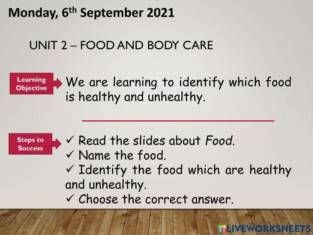 Healthy and unhealthy food