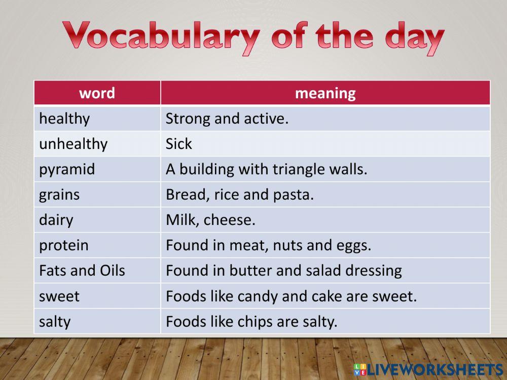 Healthy and unhealthy food