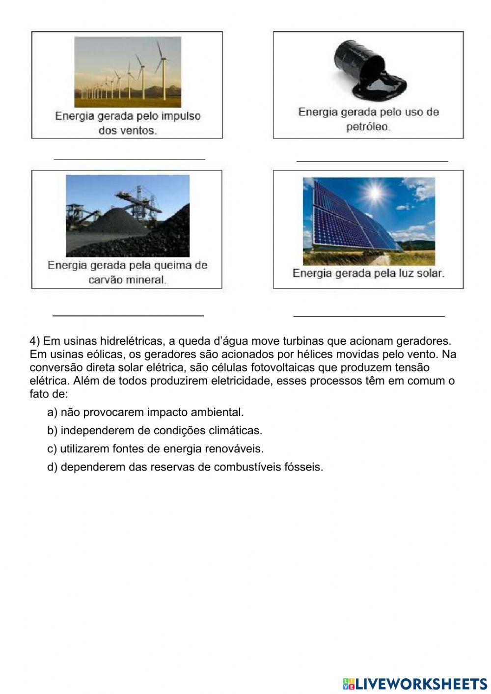 Fontes de energia - Renováveis e não-renováveis