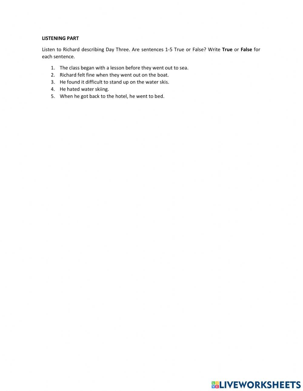 Inter 1. Unit 2. Lesson A. Describing Day Three