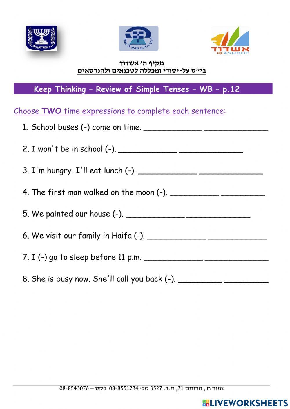 Keep Thinking - Review of Simple Tenses