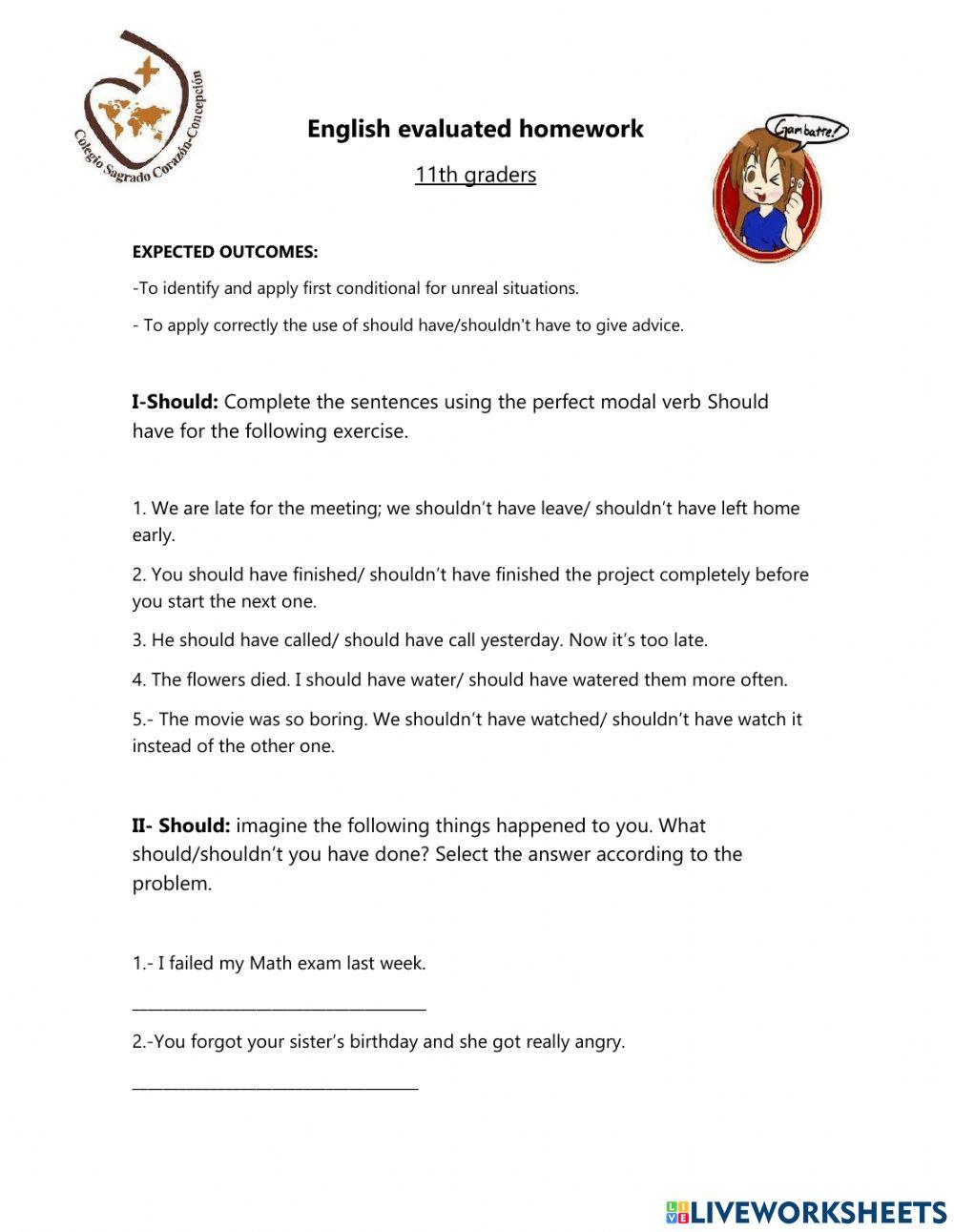 Should have - First conditional