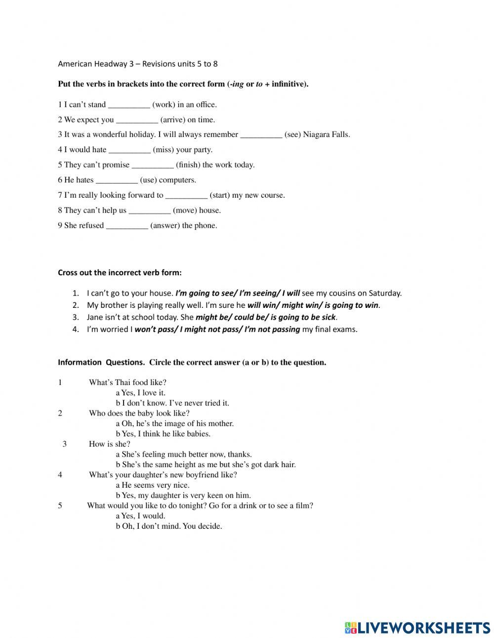Ah3 -  review units 5 to 8