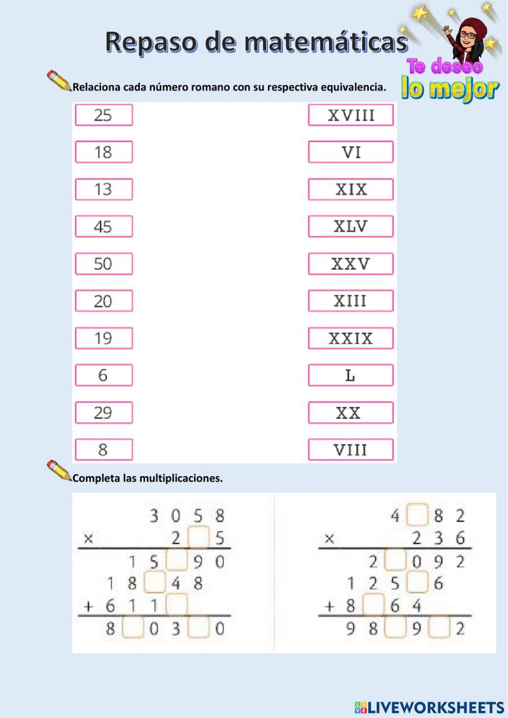 Repaso de matemáticas