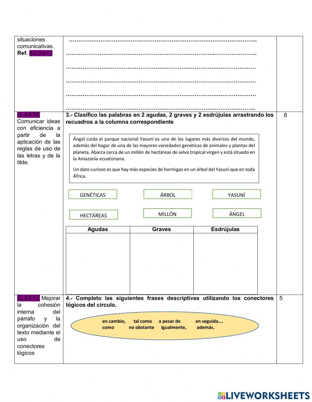 Evaluación diagnóstica lengua
