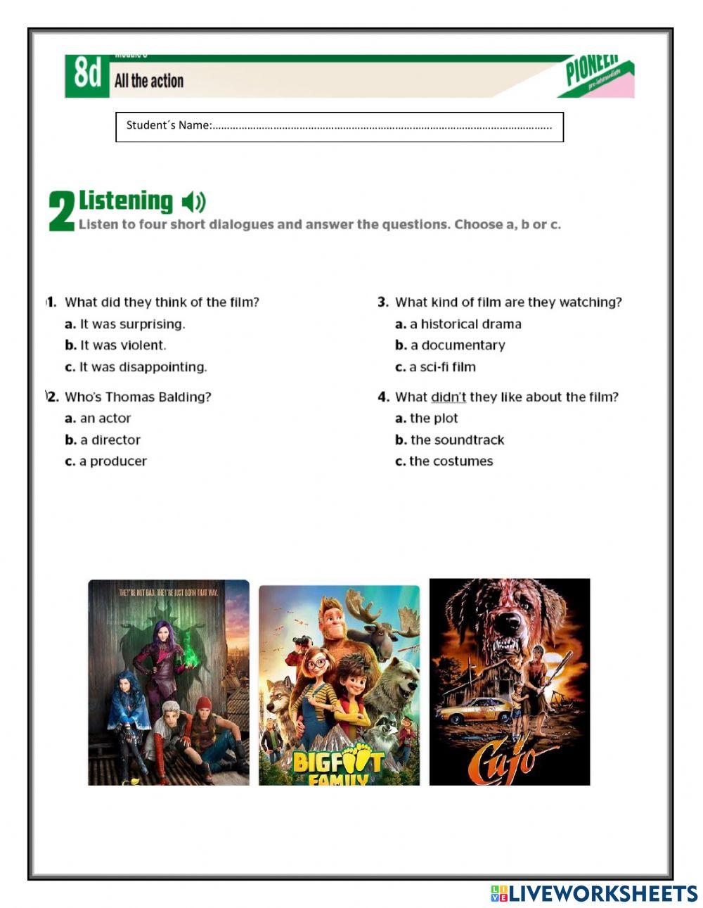 Movies pioneer pre intermediate