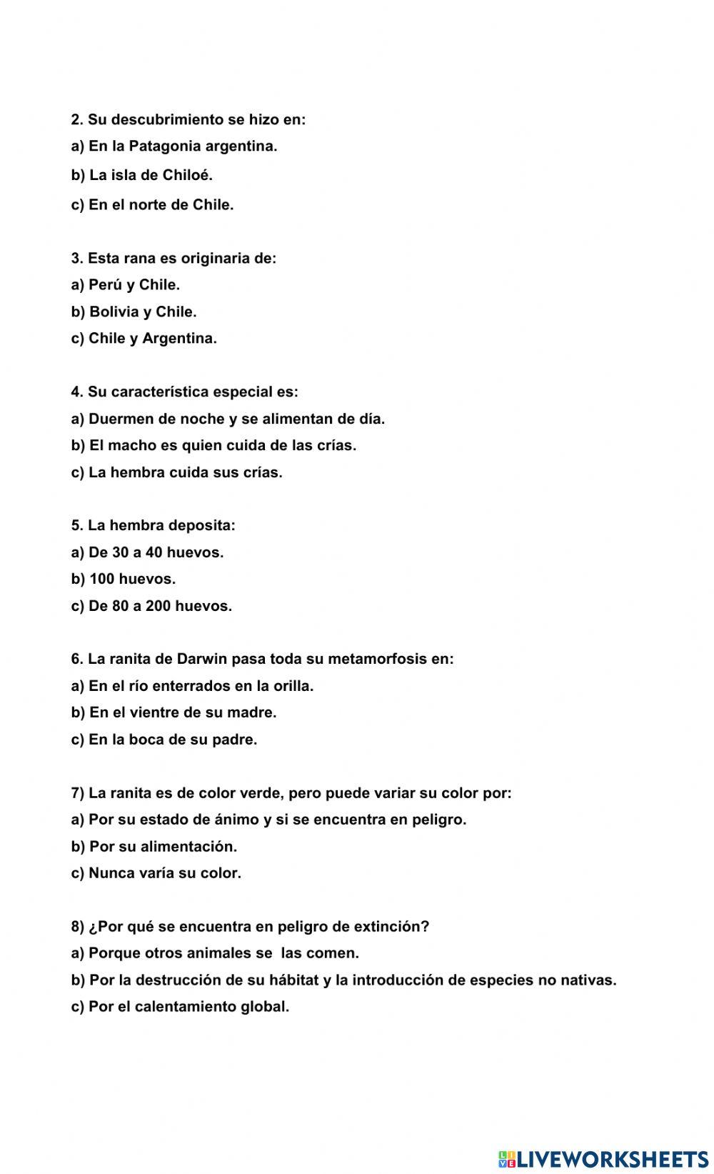 Evaluación Ciencias Naturales 2do básico