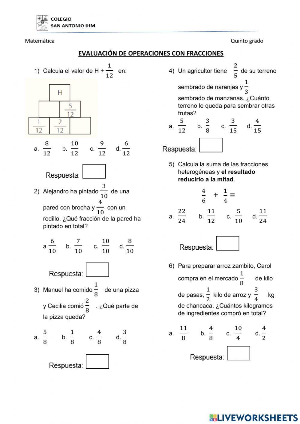 Suma y resta de fracciones
