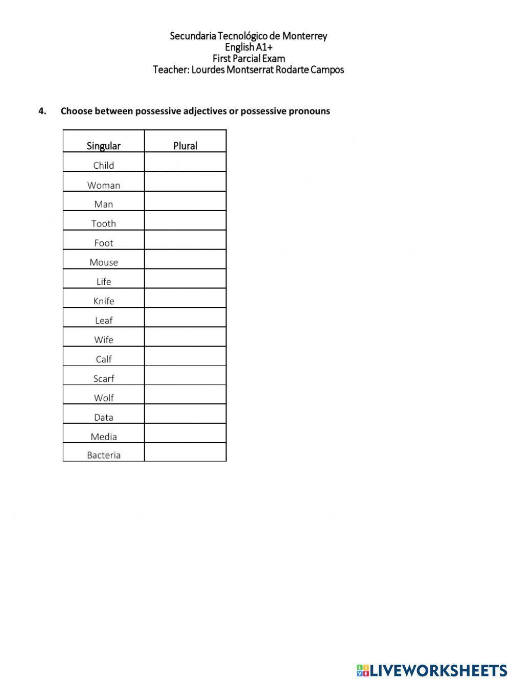 First parcial exam A1+