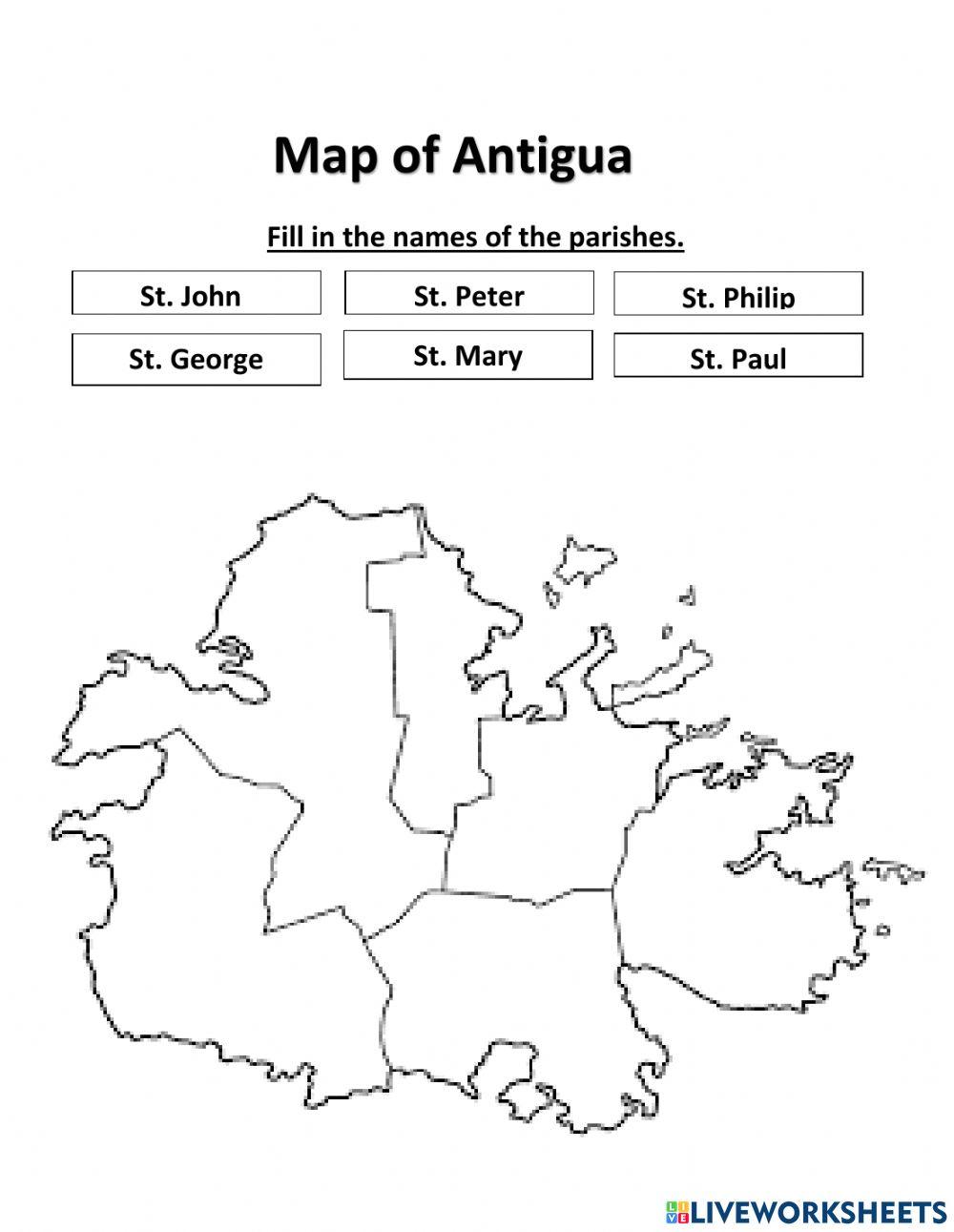 1464537 Map Of Antigua Dornett LiveWorksheets 109300137191346147001