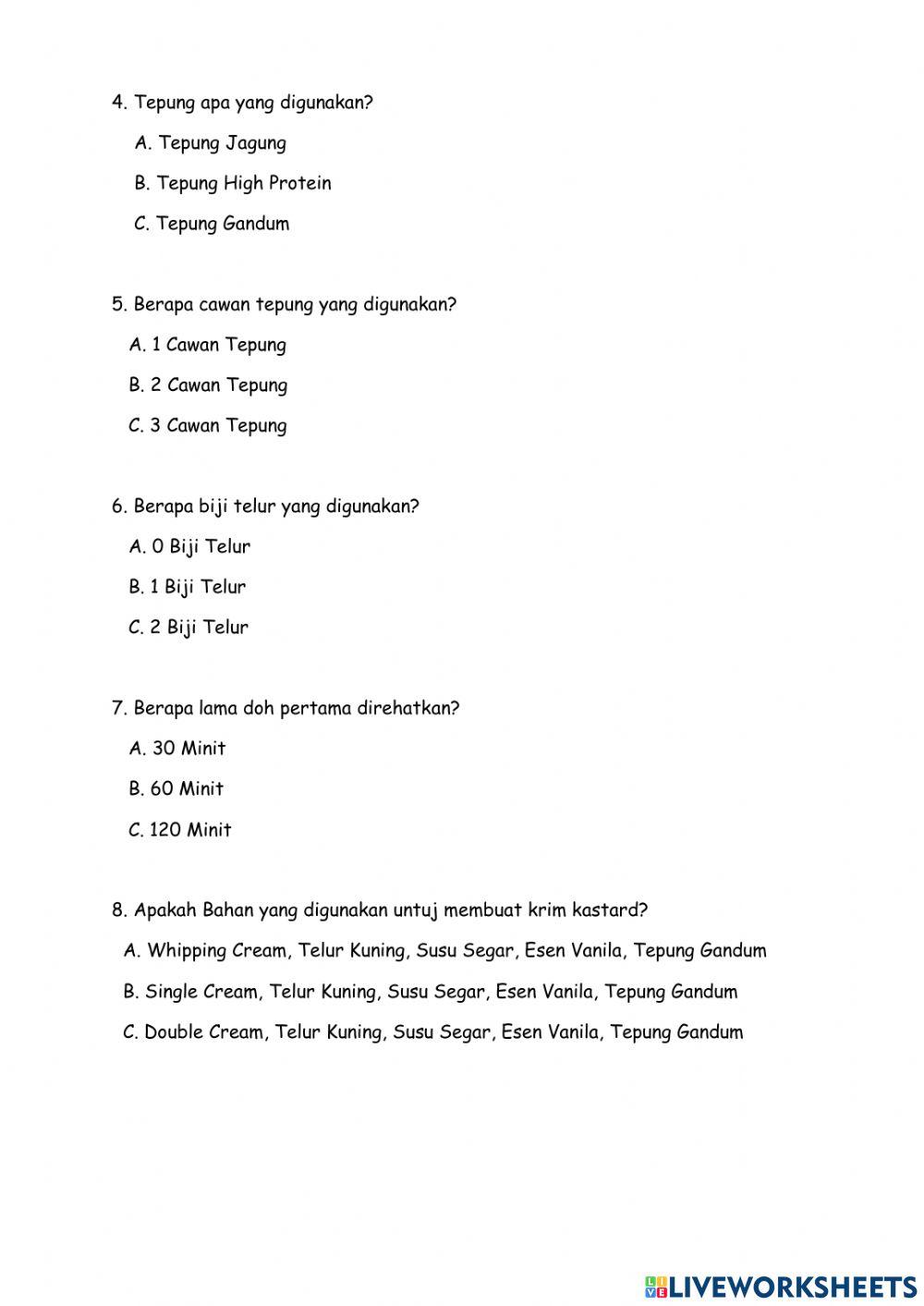 Soalan resepi donut berinti (krim kastard)