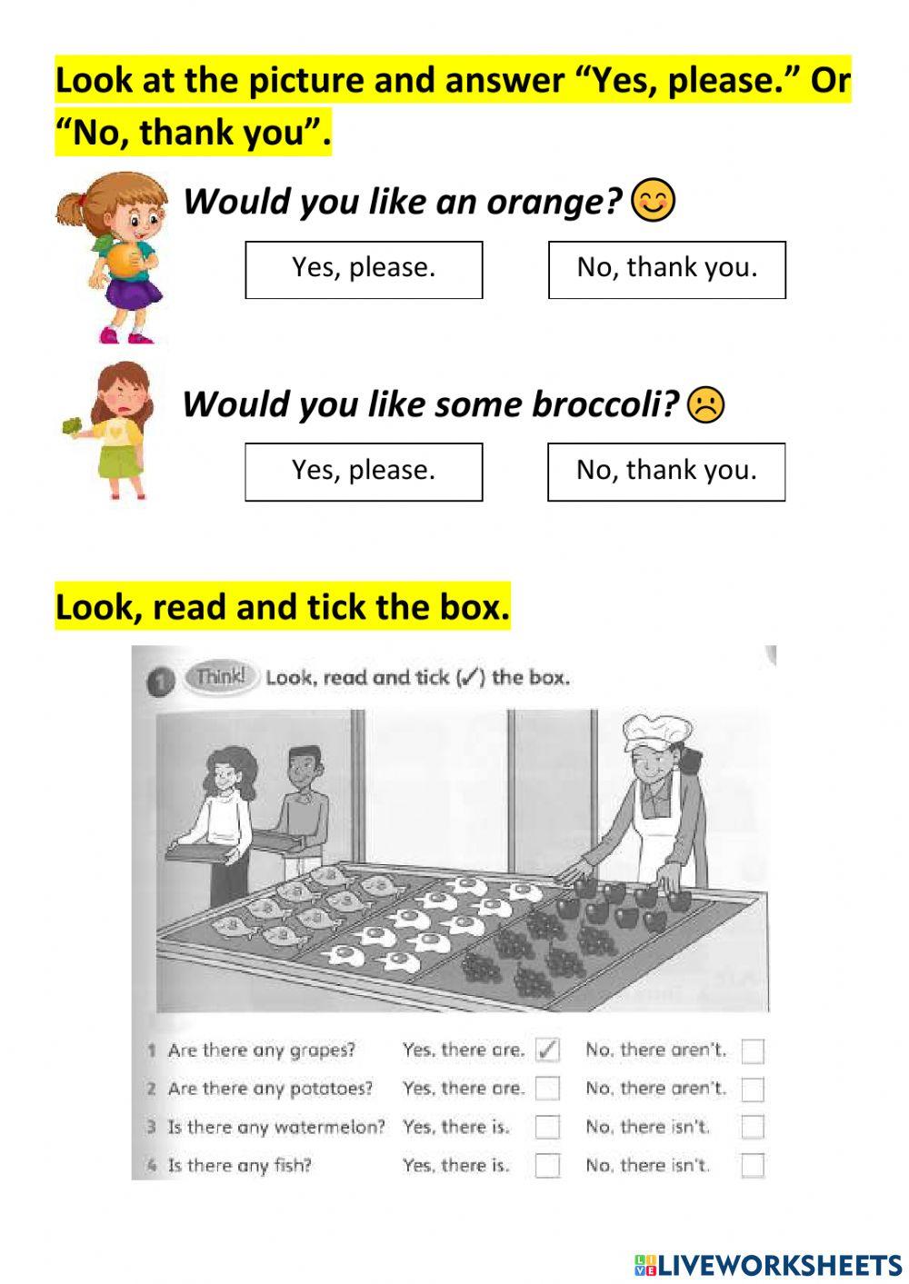 Fruit, Vegetables- a, an, some- There is - There are