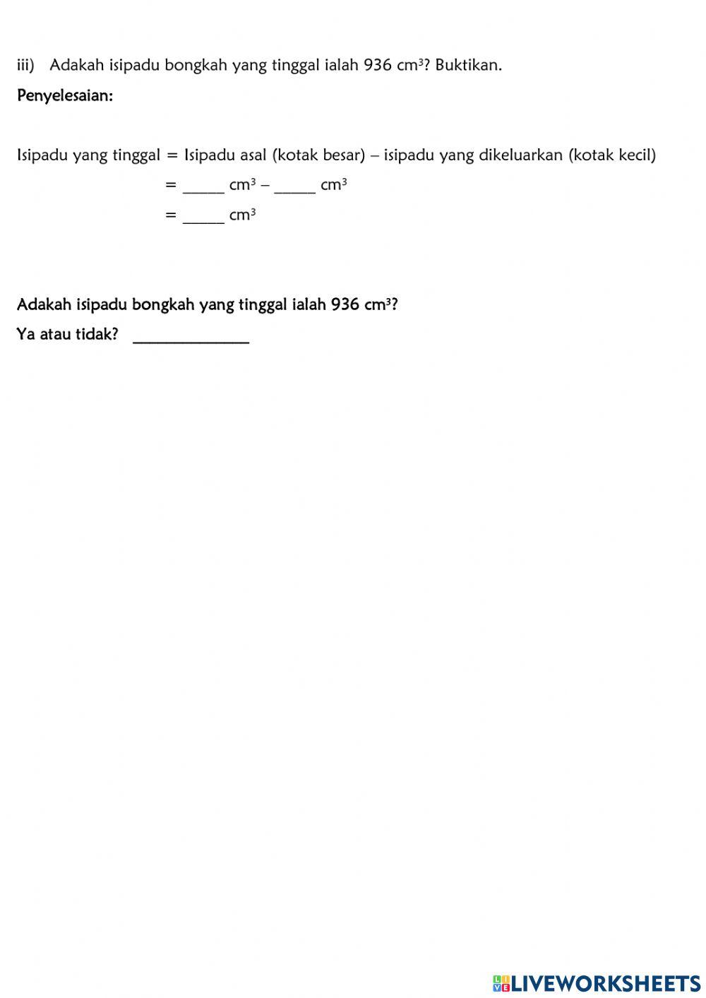 Penyelesaian masalah isipadu bongkah